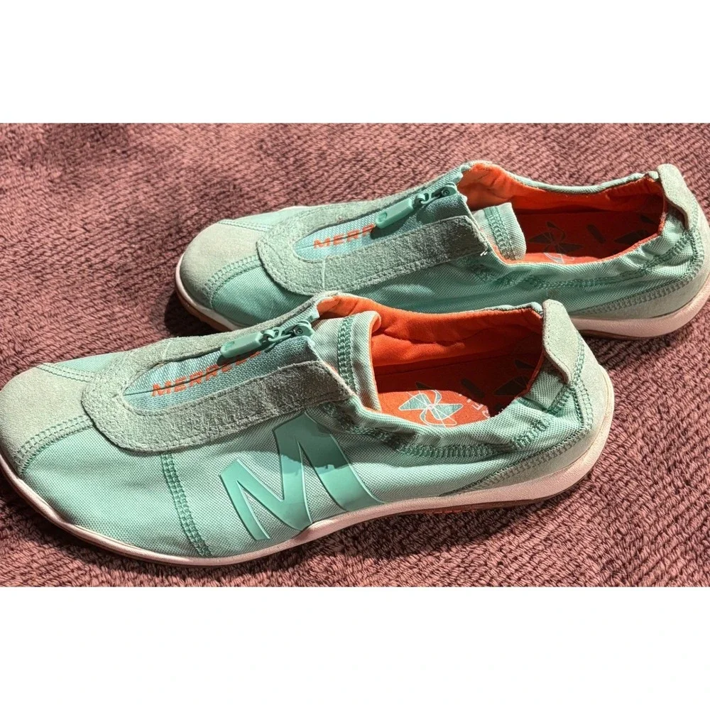 Merrell Green Tea Women 8 J57462 Mint Orange Zip Hiking Performance Shoes